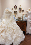 Retro Wedding Dress Strapless Flower Pleated Tiered Wedding Dress HZ0319