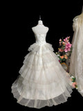 Vintage Wedding Dress Straps Tulle Tiered Pleated Wedding Dress HZ0319
