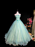 Beauty Prom Dress Strapless Tulle Flower Ball Gown Evening Dress Quinceanera Dress HZ0319