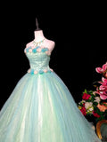 Beauty Prom Dress Strapless Tulle Flower Ball Gown Evening Dress Quinceanera Dress HZ0319
