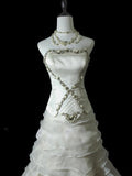 Elegant Wedding Dress A Line Strapless Tulle Tiered Wedding Dress HZ0319