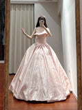 Stunning Prom Dress Light Pink Sweetheart Pleated Ball Gown Quinceanera Dress HZ0319