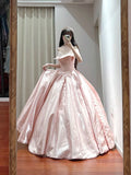 Stunning Prom Dress Light Pink Sweetheart Pleated Ball Gown Quinceanera Dress HZ0319