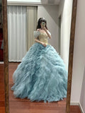 Elegant Prom Dress Off Shoulder Tiered Tulle Ball Gown Birthday Party Dress Princess Dress HZ0319