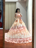 Sweet Prom Dress Strapless Tiered Tulle Ball Gown Quinceanera Dress Princess Dress HZ0319