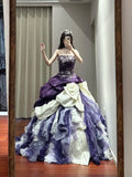 Gorgeous Prom Dress Dark Purple Strapless Ruffle Ball Gown Quinceanera Dress Evening Dress HZ0319