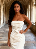 Elegant Prom Dress Strapless Pleated Long Evening Dress Gala Dress HZ0319