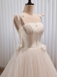 Elegant Wedding Dress Straps Tulle Pleated Wedding Dress HZ0319