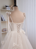 Elegant Wedding Dress Straps Tulle Pleated Wedding Dress HZ0319