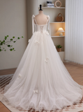 Elegant Wedding Dress Straps Tulle Pleated Wedding Dress HZ0319