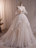 Romantic Wedding Dress Spaghetti Straps Tulle Wedding Dress HZ0319
