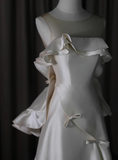 New Arrival Wedding Dress A Line Crew Neck Ruffle Wedding Dress HZ0319