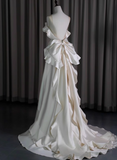 New Arrival Wedding Dress A Line Crew Neck Ruffle Wedding Dress HZ0319