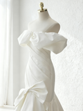 Stunning Wedding Dress Off Shoulder Pleated Mermaid Wedding Dress HZ0319