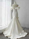 Stunning Wedding Dress Off Shoulder Pleated Mermaid Wedding Dress HZ0319