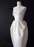 Minimalist Wedding Dress Strapless Pleated Wedding Dress HZ0319