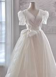 Beauty Wedding Dress V-neck Pleated Wedding Dress HZ0319