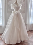 Beauty Wedding Dress V-neck Pleated Wedding Dress HZ0319