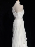 Elegant Wedding Dress One Shoulder Pleated Wedding Dress HZ0319