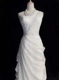 Elegant Wedding Dress One Shoulder Pleated Wedding Dress HZ0319