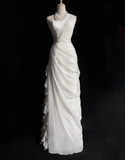 Elegant Wedding Dress One Shoulder Pleated Wedding Dress HZ0319