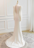 Minimalist Wedding Dress V-neck Long Sleeve Wedding Dress HZ0319