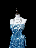 Shiny Prom Dress Strapless Pleated Cocktail Dress Evening Dress Birthday Party Dress HZ0319