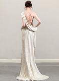 New Arrival Wedding Dress Asymmetrical Neck Pleated Wedding Dress HZ0319