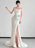 Popular Wedding Dress Strapless Pleated Slit Wedding Dress HZ0319