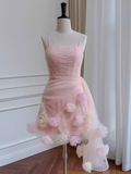 Sweet Homecoming Dress Spaghetti Straps Pleated Tulle Birthday Party Dress Cocktail Dress HZ0319