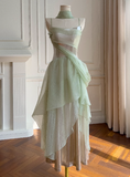 Popular Prom Dress Spaghetti Straps Pleated Tulle Birthday Party Dress HZ0319