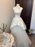 Charming Wedding Dress Strapless Pleated Tulle Wedding Dress HZ0319
