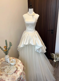 Charming Wedding Dress Strapless Pleated Tulle Wedding Dress HZ0319