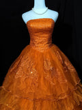 Beauty Prom Dress Strapless Tulle Tiered Ball Gown Quinceanera Dress Evening Dress HZ0319
