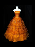 Beauty Prom Dress Strapless Tulle Tiered Ball Gown Quinceanera Dress Evening Dress HZ0319