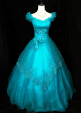 Pretty Prom Dress Crew Neck Tulle Ball Gown Quinceanera Dress Evening Dress HZ0319