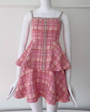 Sweet Homecoming Dress Spaghetti Straps Checkered Short Prom Dress Cocktail Dress HZ0319