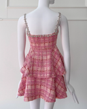 Sweet Homecoming Dress Spaghetti Straps Checkered Short Prom Dress Cocktail Dress HZ0319