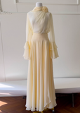 Elegant Prom Dress High Collar Pleated Evening Dress Gala Dress HZ0319