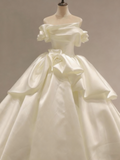 New Arrival Wedding Dress Off Shoulder Pleated Rose Wedding Dress HZ0319
