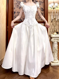 Newest Wedding Dress Crew Neck Pleated Wedding Dress HZ0319