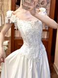 Newest Wedding Dress Crew Neck Pleated Wedding Dress HZ0319