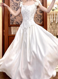 Newest Wedding Dress Crew Neck Pleated Wedding Dress HZ0319