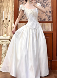 Newest Wedding Dress Crew Neck Pleated Wedding Dress HZ0319