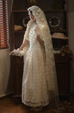 Retro Wedding Dress Crew Neck Pleated Wedding Dress HZ0319