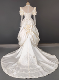 Retro Wedding Dress High Collar Pleated Flower Wedding Dress HZ0319