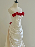 New Arrival Wedding Dress Strapless Pleated Rose Wedding Dress HZ0319