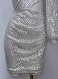 Shiny Homecoming Dress Asymmetrical Neck Short Prom Dress Birthday Party Dress Cocktail Dress HZ0319