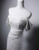 Popular Wedding Dress Off Shoulder Pleated Lace Wedding Dress HZ0319