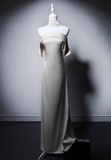 Minimalist Wedding Dress A Line Off Shoulder Pleated Wedding Dress HZ0319